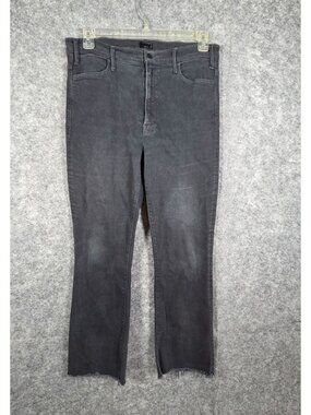 Mother The Insider Crop Step Fray Jeans Black High Rise Cropped Bootcut Women’s